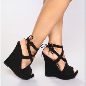Black Wedges Fashion Nova Brand New